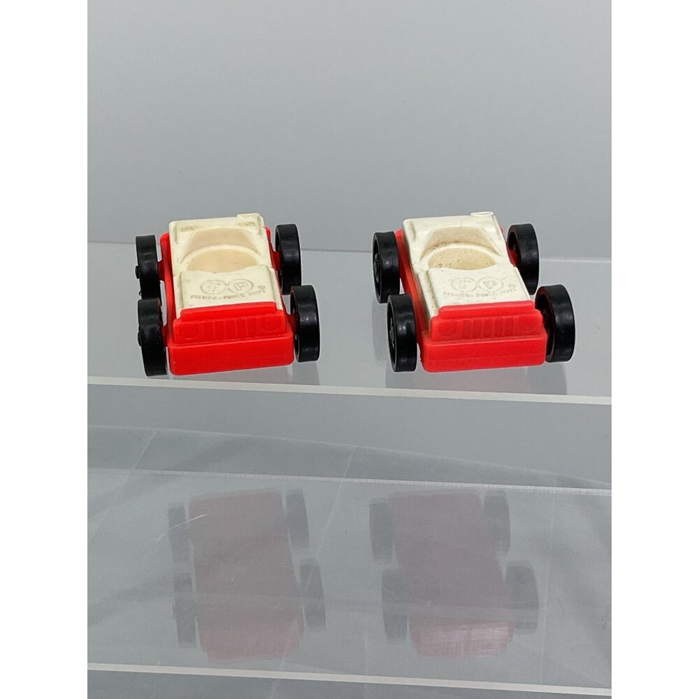 Vintage Fisher Price Little People Red and White One Seater Car Vehicles